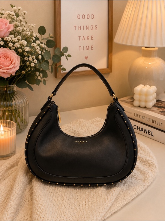 Ted Baker Handbags - Ted Baker Kaelyin Mini Studded Baguette Bag in black,